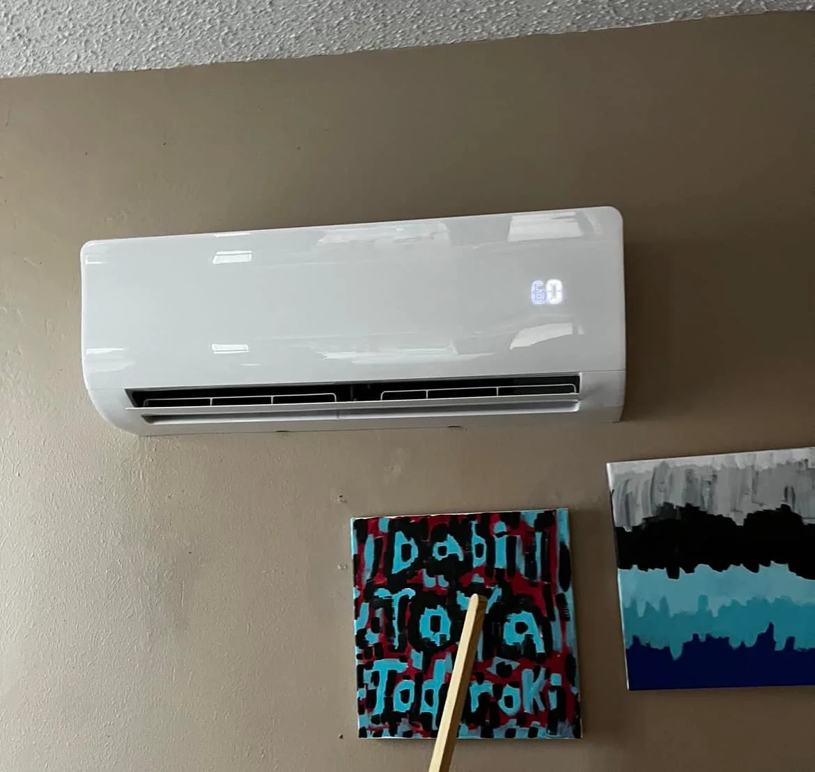 Ductless mini-split indoor unit mounted on wall in Perkins OK