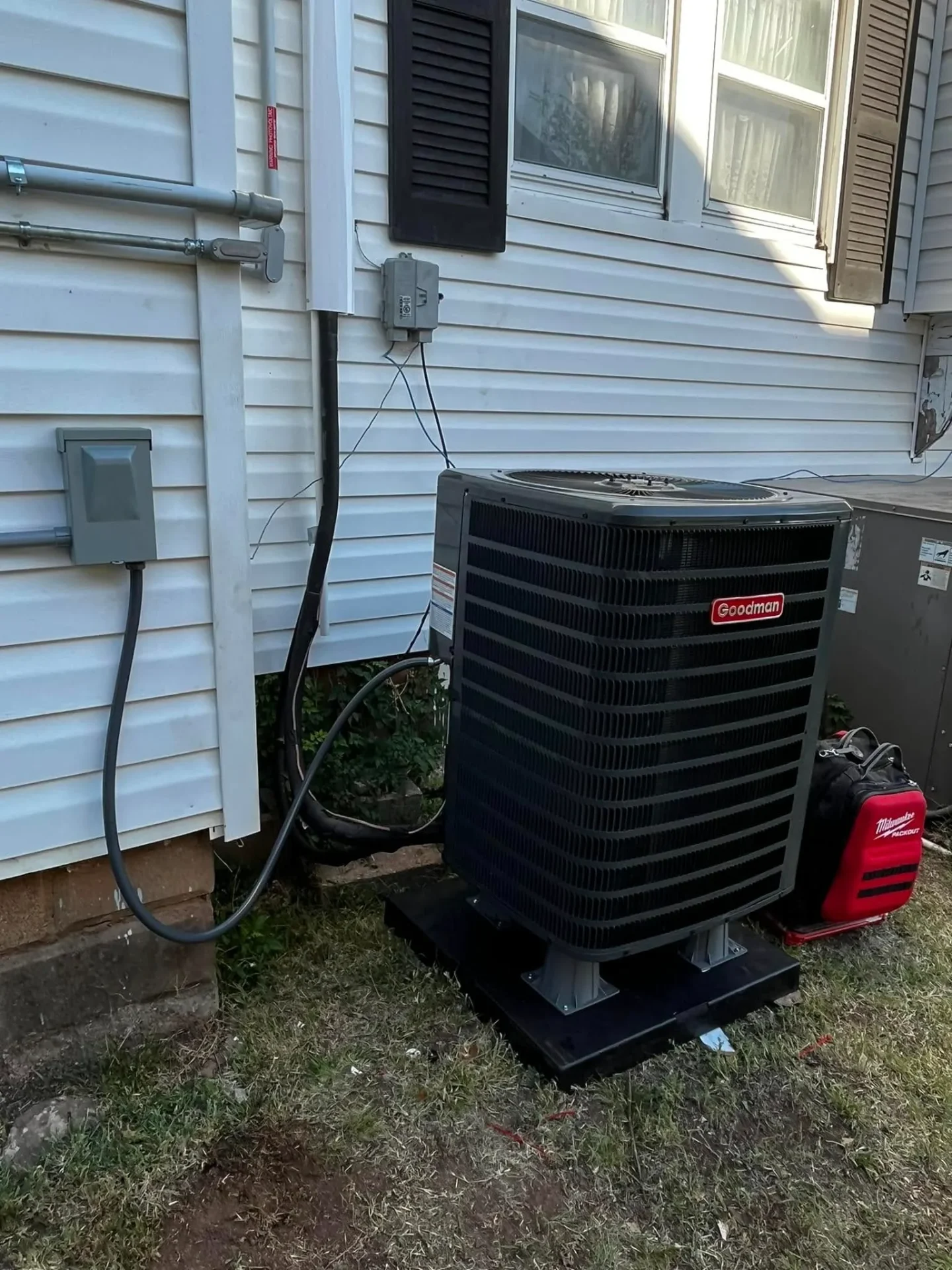 New Goodman AC unit installed by Full Send Plumbing Heating Cooling