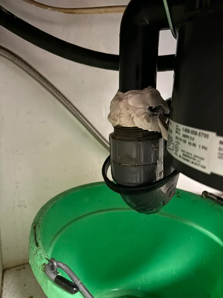 Leaking drain pipe repaired with putty by Full Send