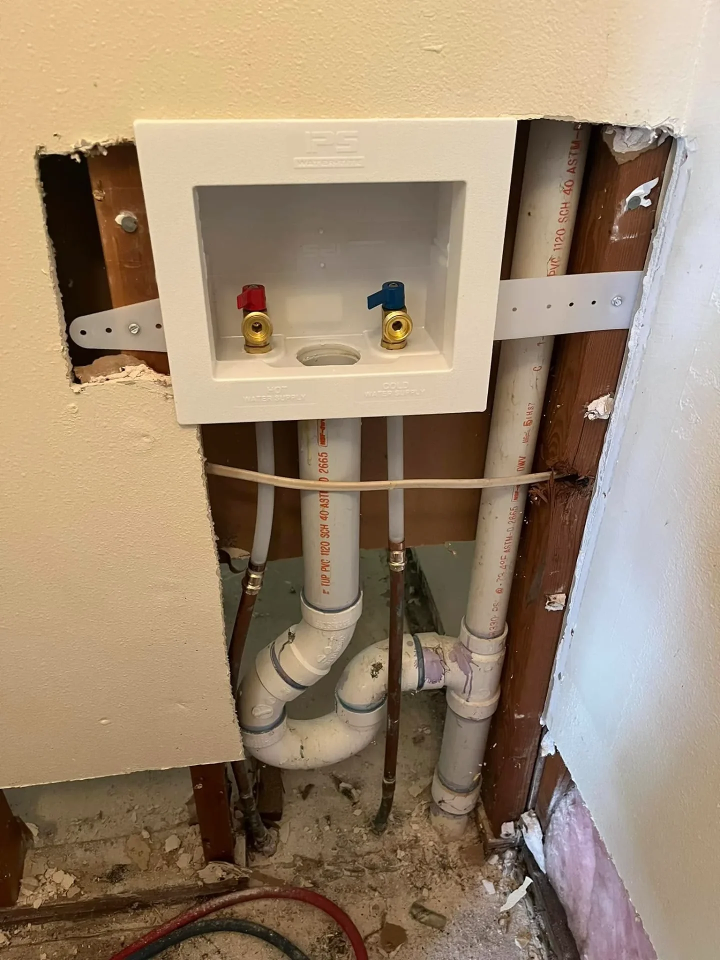 Washing machine water box installation by Full Send Plumbing