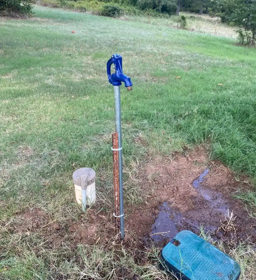 Leaking water spigot in yard repaired by Full Send Plumbing